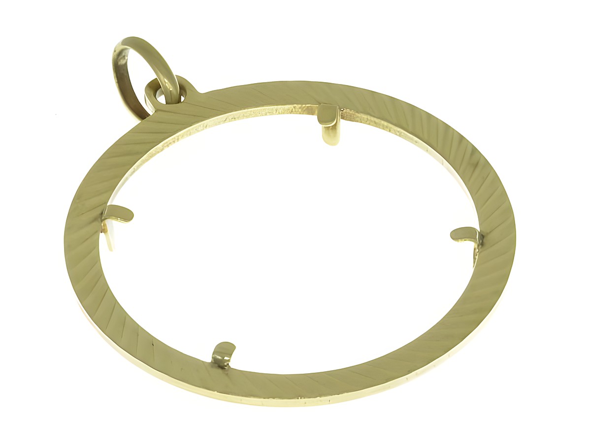 Münzfassung Anhänger aus 585 Gold mit Diamantschliff, Durchmesser 25,3 mm, geeignet für Münzen, von Juwelier Harnisch, elegant und hochwertig verarbeitet.