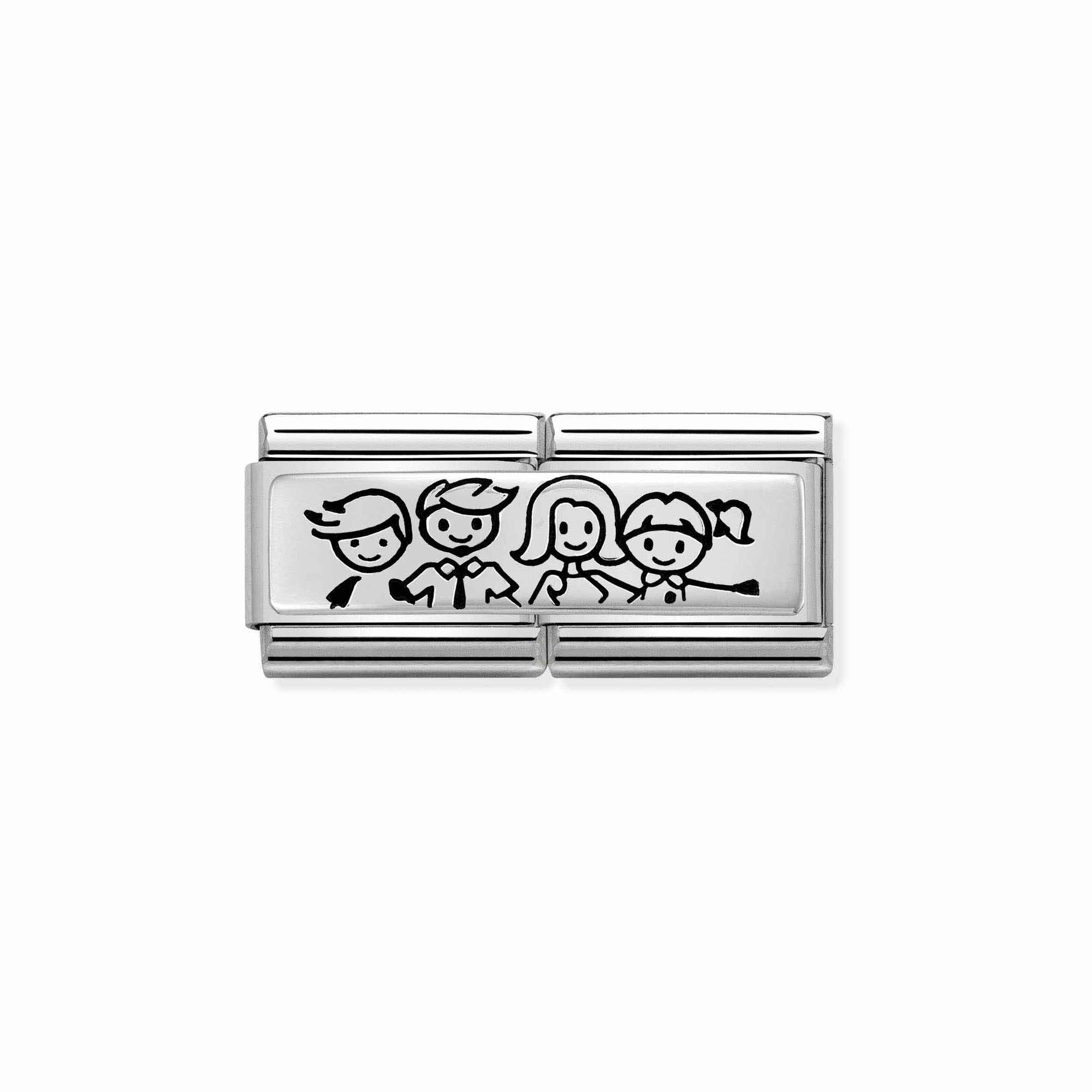 Nomination Composable Classic Double Charm Familie mit Kindern - Edelstahl, Sterling Silber