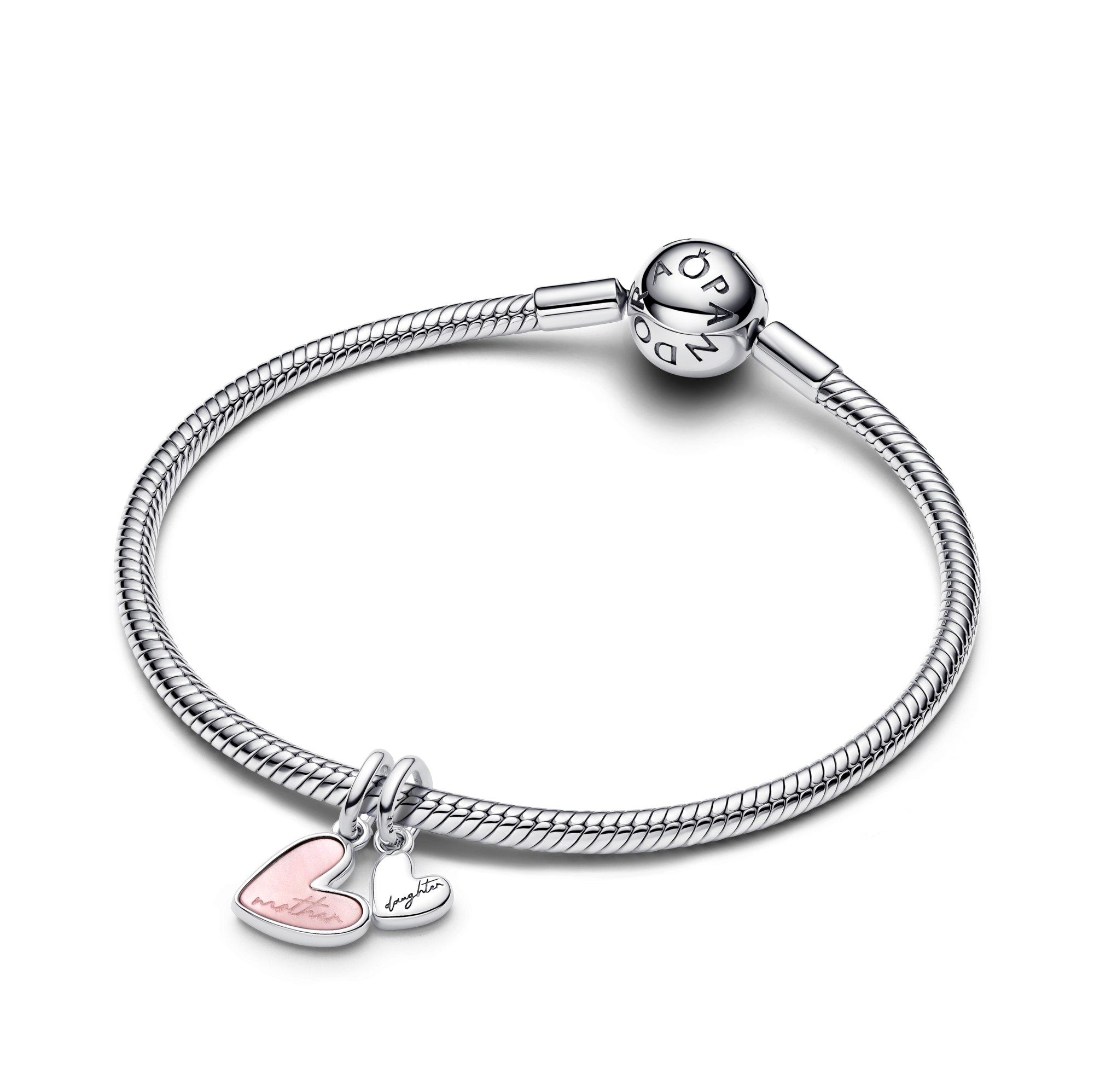 Pandora Charm - Splittbarer Mutter & Tochter - Sterling Silber - synth. Perlmutt Pink – Ansicht 3
