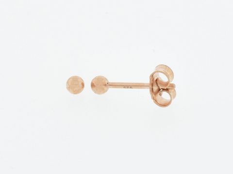 Silber Ohrringe Kugel Silber rosé vergoldet 2,5 mm Stecker Hersteller Juwelier Harnisch Ohrstecker ohne Stein auf hellem Hintergrund.