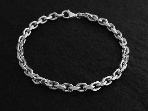 Silberarmband modern 26,5 cm Anker des Herstellers Juwelier Harnisch für Männer auf schwarzem Hintergrund abgebildet.