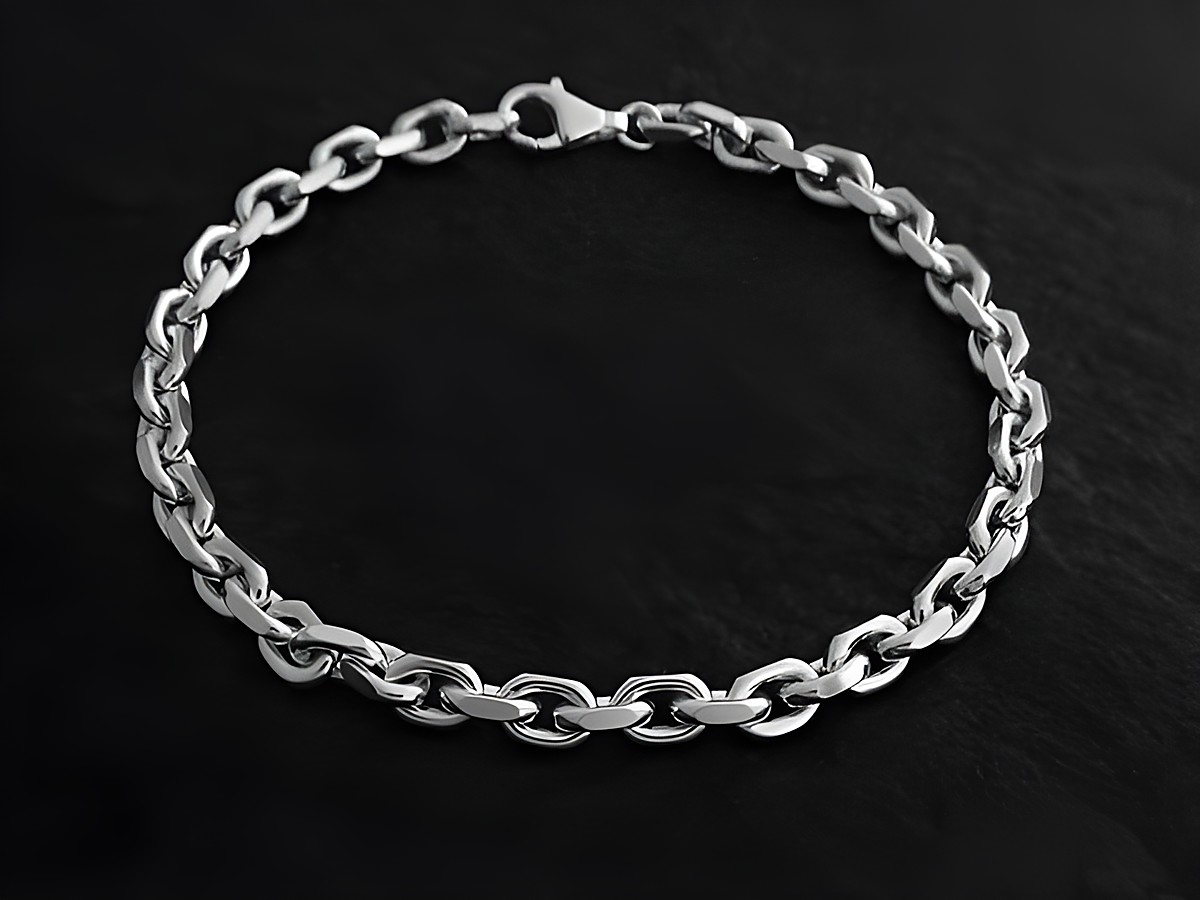 Silberarmband modern 26,5 cm Anker des Herstellers Juwelier Harnisch für Männer auf schwarzem Hintergrund abgebildet.