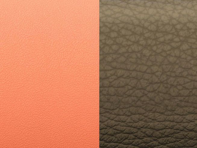 Lederarmreif Einlage in Dunkel-Blush Rosa-Lachs und Bronze, mit einer strukturierten Oberfläche, geeignet für Les Georgettes Armreifen, 25 mm Einlagegröße.
