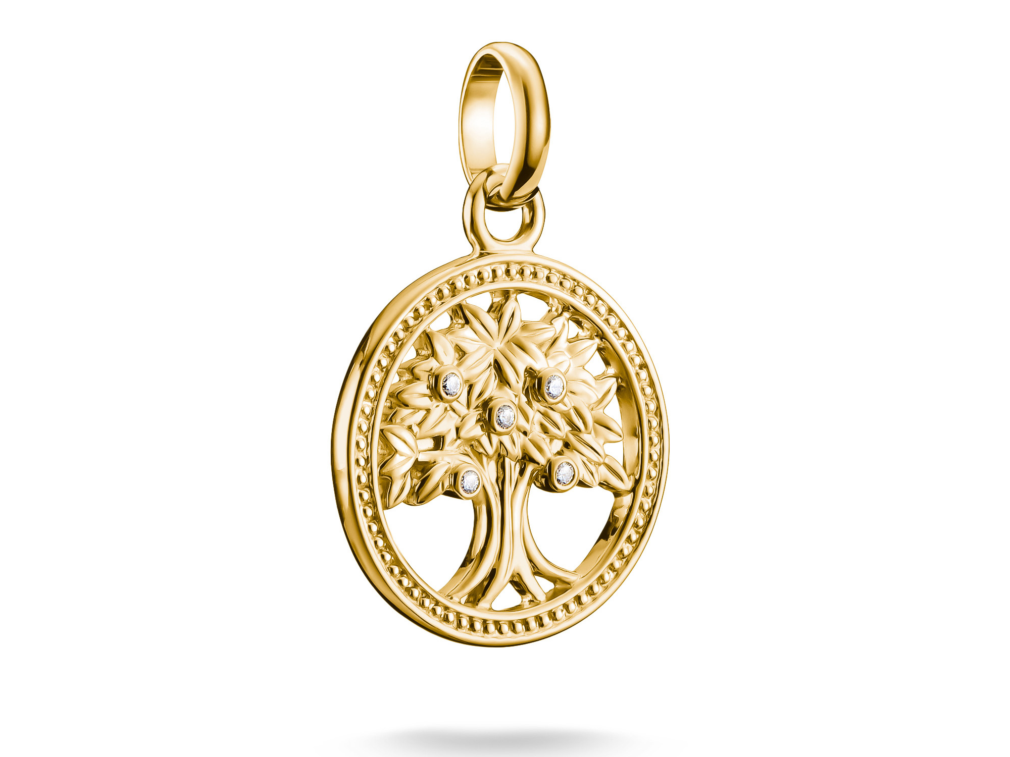 charm aus Silber und Gelbgold Vergoldung mit einem Baum-Motiv, verziert mit Zirkonia, ideal für die Thomas Sabo Charm Club CONNECT Kollektion.
