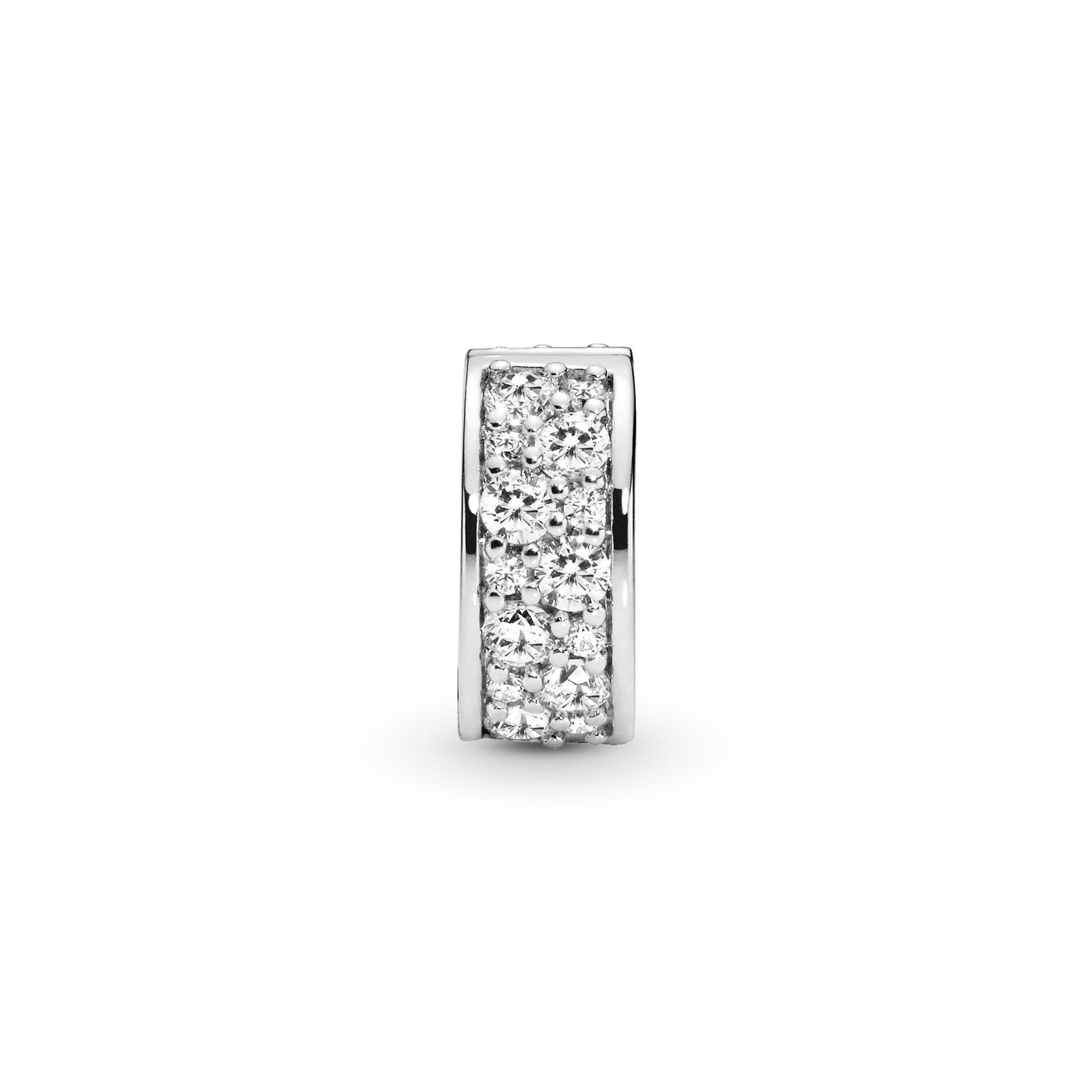 PANDORA Weißer Pavé-Glanz - Silber - CLIP Stopper mit Silikonkern - Zirkonia – Ansicht 2
