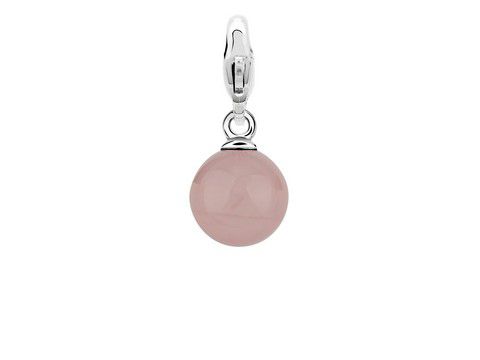 Silberner Charm von Ti Sento mit einem mittelgroßen pinken Ball aus facettiertem Material, ideal für individuelle Schmuckkreationen und vielseitig kombinierbar.