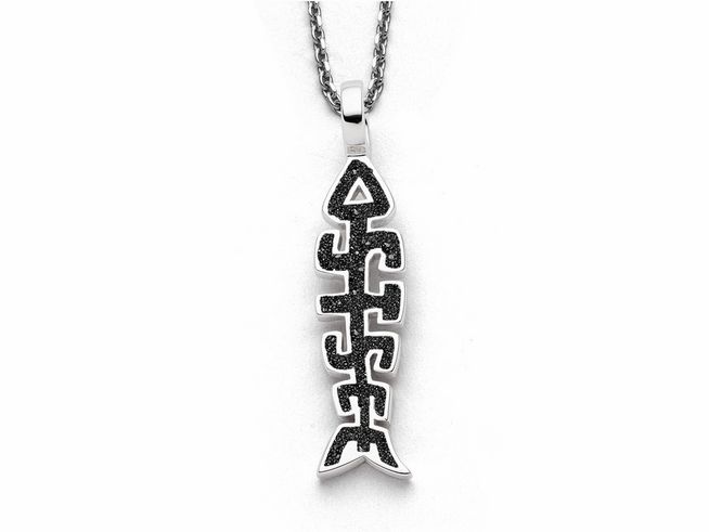 DUR Anhänger in Form eines Fischgrätenmotiv aus Sterling Silber rhodiniert, elegant und modern, ideal für maritime und stilbewusste Fashion.