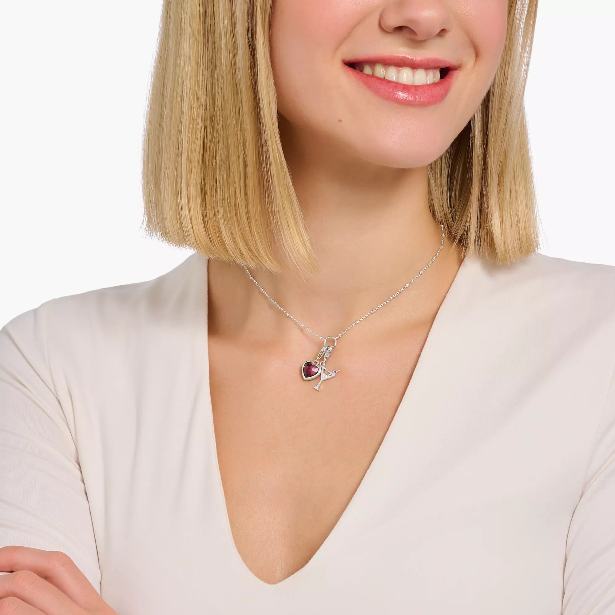Thomas Sabo Charm-Anhänger - Cocktailglas - Sterling Silber - Zirkonia - weiß/ rot – Ansicht 3
