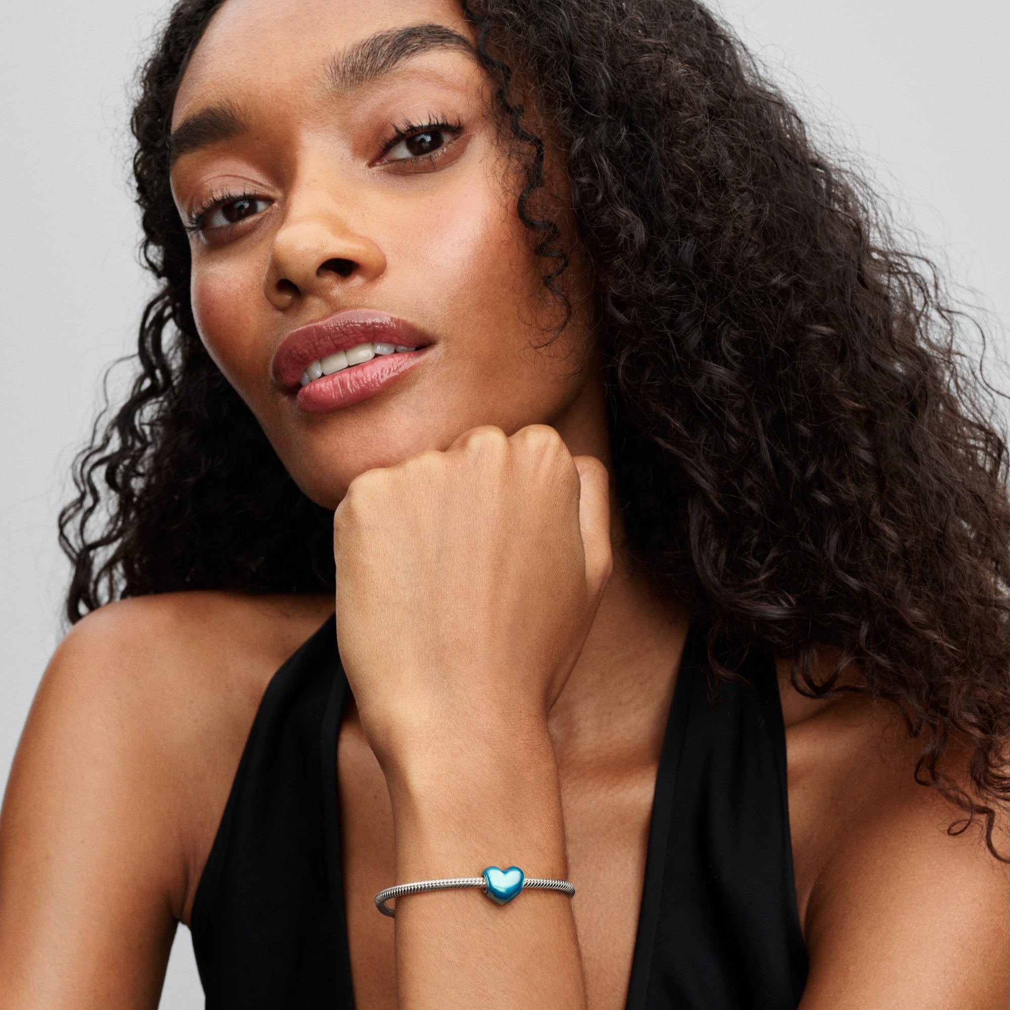 Pandora Himmelblaues Metallic Herz - Charm - Silber - Emaille – Ansicht 4