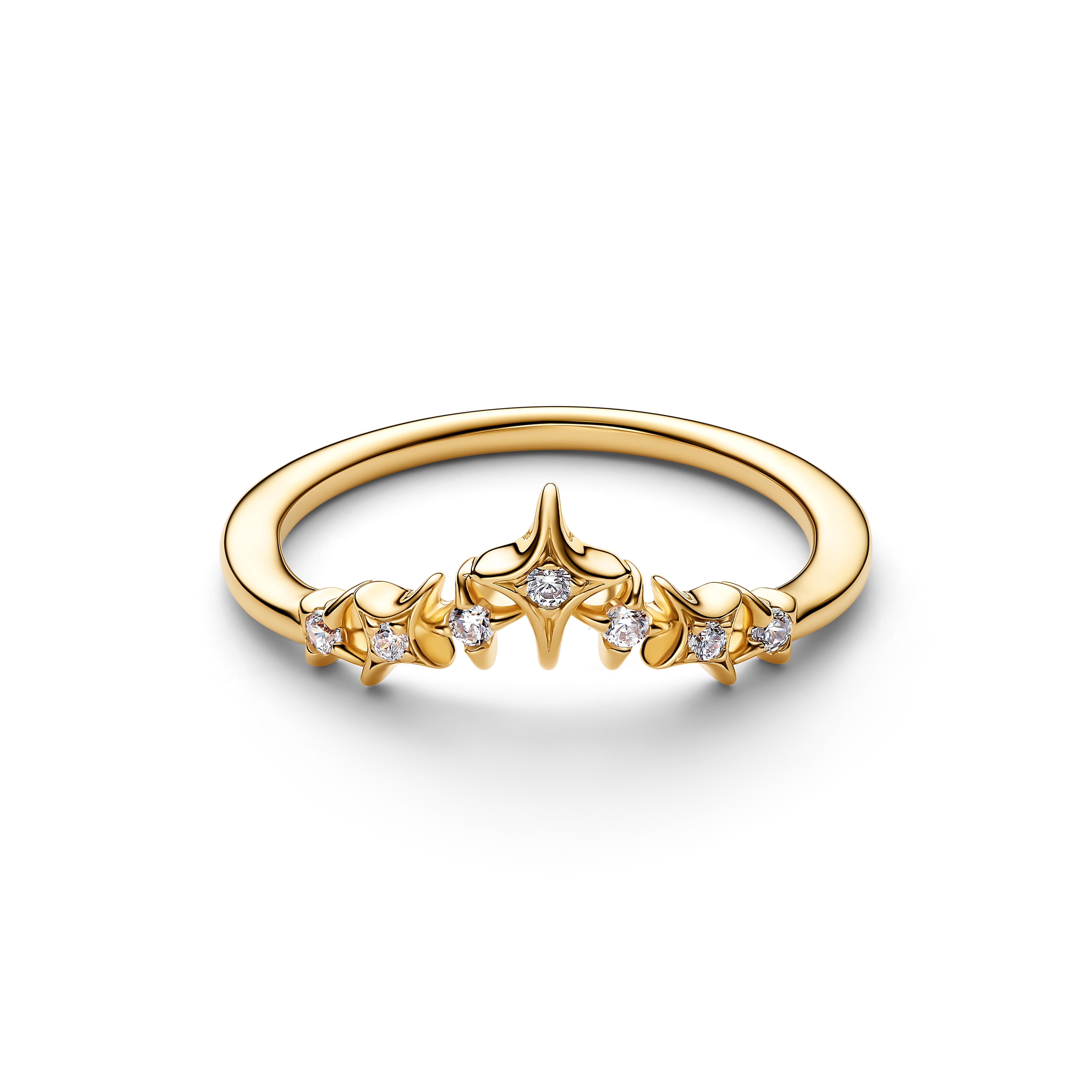 Pandora Moments - Ring Tiara Sterne - Gelbgold Vergoldung – Ansicht 2