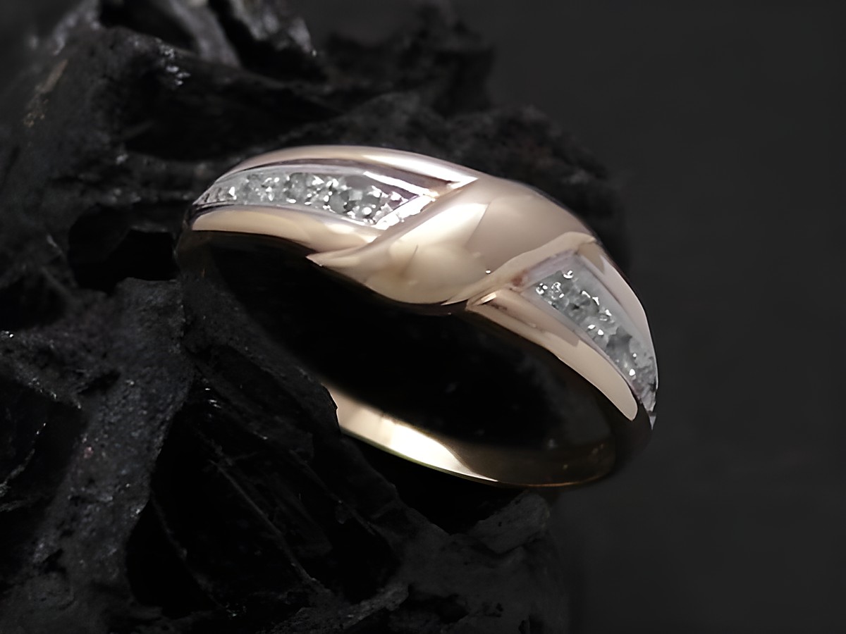 Gold Ring - edel - Gold 585 bicolor - Zirkonia - Goldring - Gr. 57, Hersteller: Juwelier Harnisch, bis Gr. 58/18,5, elegant geschwungene Form mit funkelnden Zirkonia.