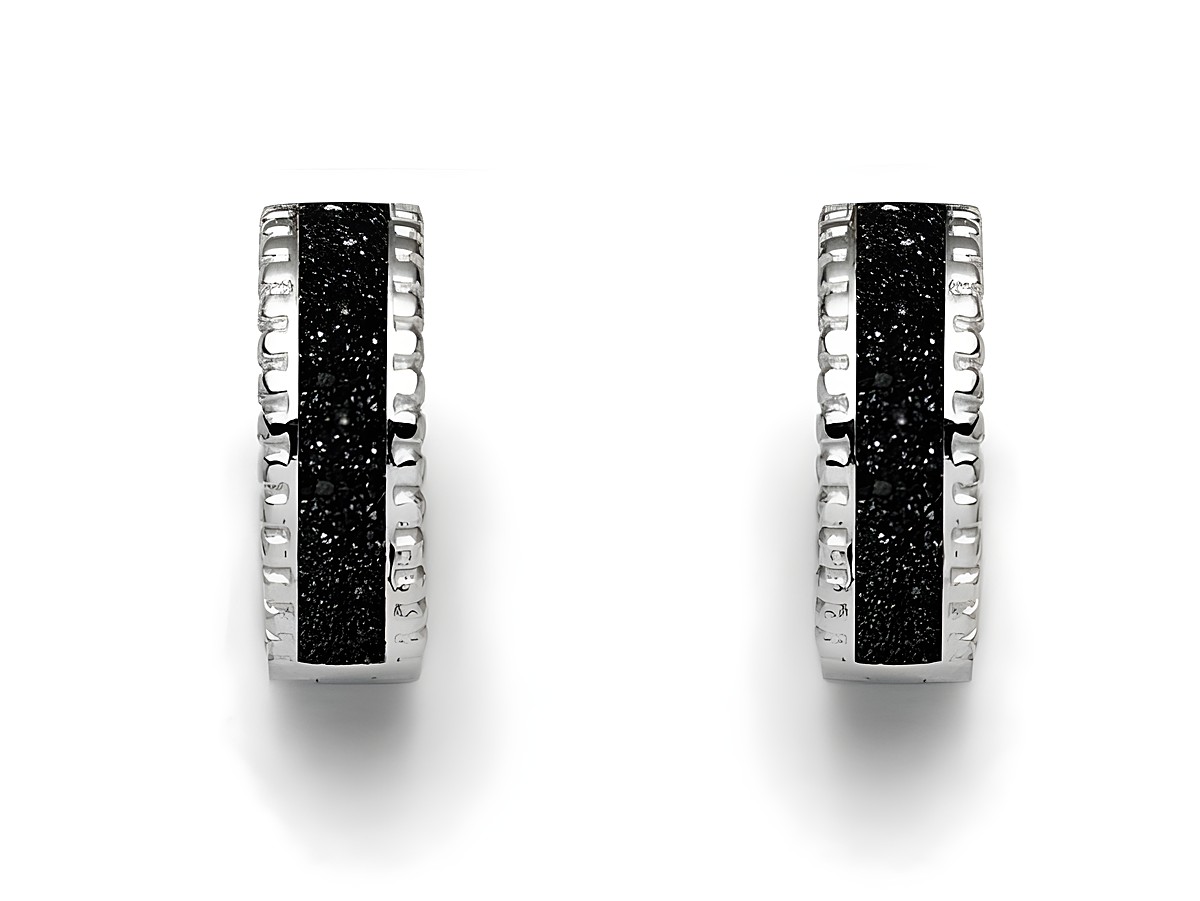 Sterling Silber Ohrringe Creole Jupiter von DUR mit Lavasand, elegant und modern im Design, ideal für einen stilvollen Auftritt. Perfekt für jeden Anlass.