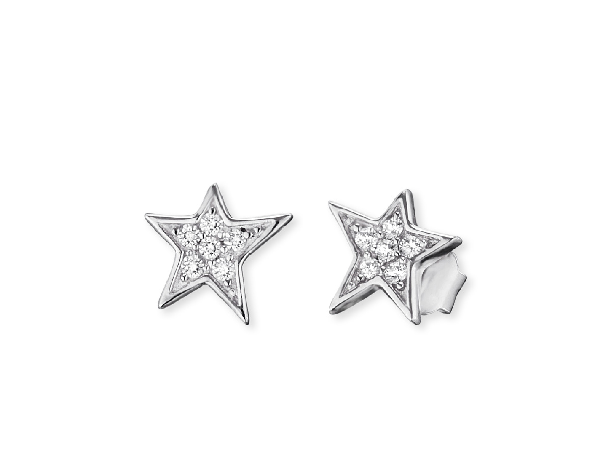 Engelsrufer ERE-LILSTAR-ZI-ST LILSTAR Ohrstecker in Sternform mit Zirkonia, aus Silber rhodiniert, elegantes Schmuckstück für jeden Anlass.
