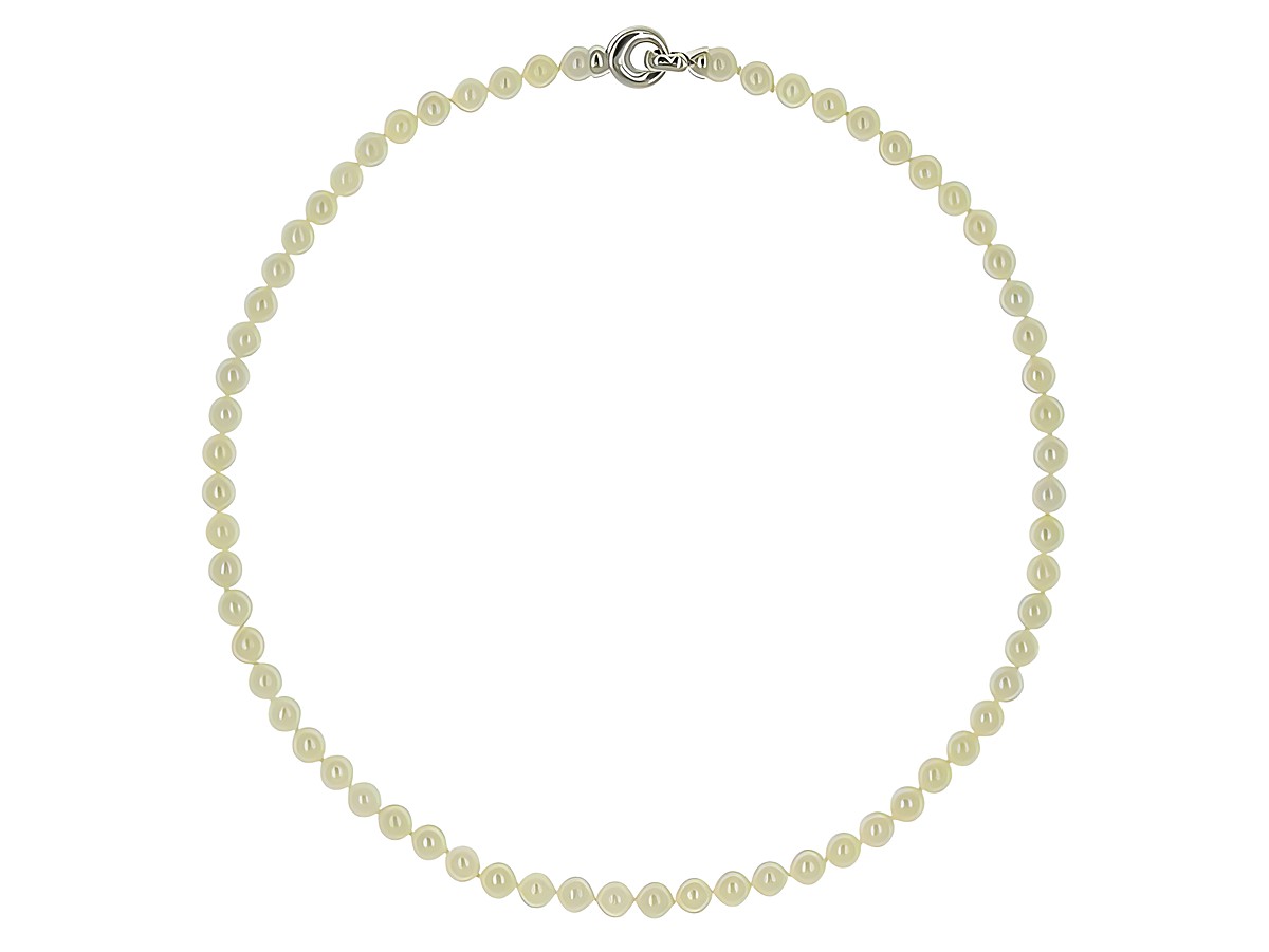 Perlenkette aus Süßwasser-Zuchtperlen in Cremefarbe mit einem Durchmesser von 6-6,5 mm und einer Länge von 46 cm, klassisch und elegant, Hersteller Juwelier Harnisch. – Ansicht 2