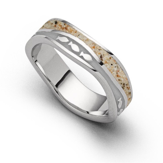 DUR Schmuck - Sterling Silber Ring Welle Fischschwarm - Strandsand – Ansicht 2