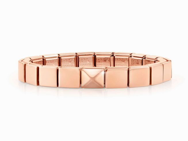 423910401-0 Edelstahl PVD Roségold Armband von Nomination mit großen Pyramidenelementen, elegant und modern im Design, perfekt für jeden Anlass, hochwertiges Material und sorgfältige Verarbeitung.