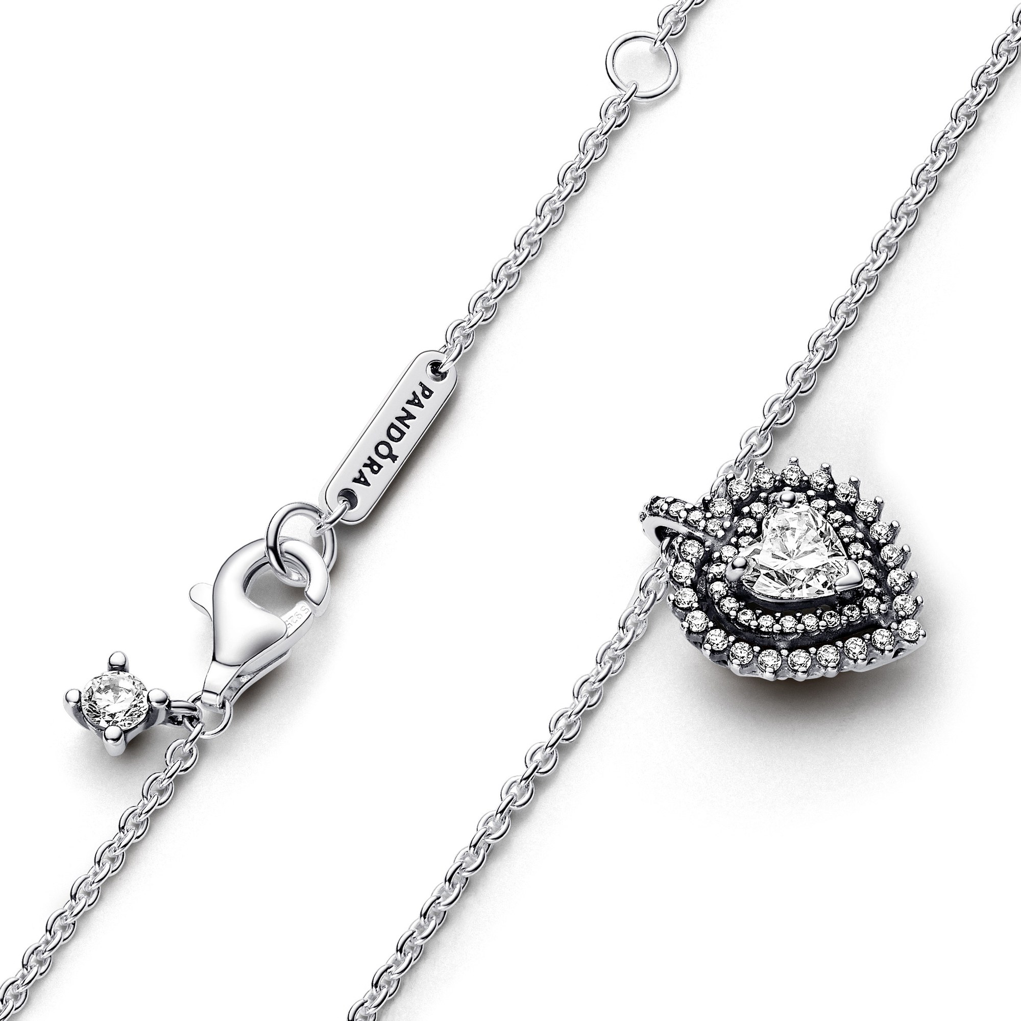 Pandora Funkelnder Herz-Strahlenkranz Anhänger-Halskette - Sterling Silber - Zirkonia klar - 45 cm Ansicht 3 – Ansicht 3