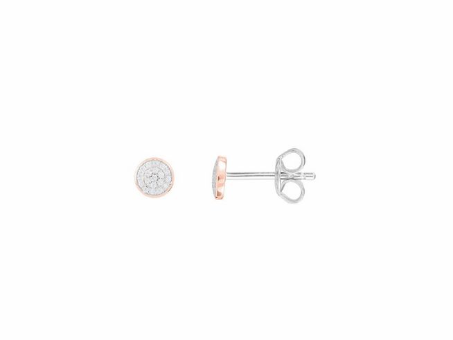 Xenox Sterling Silber Ohrringe XS3430RN in Roségold Vergoldung mit funkelndem Design, idealer Ohrschmuck für elegante Anlässe. Minimalistisch und stilvoll.