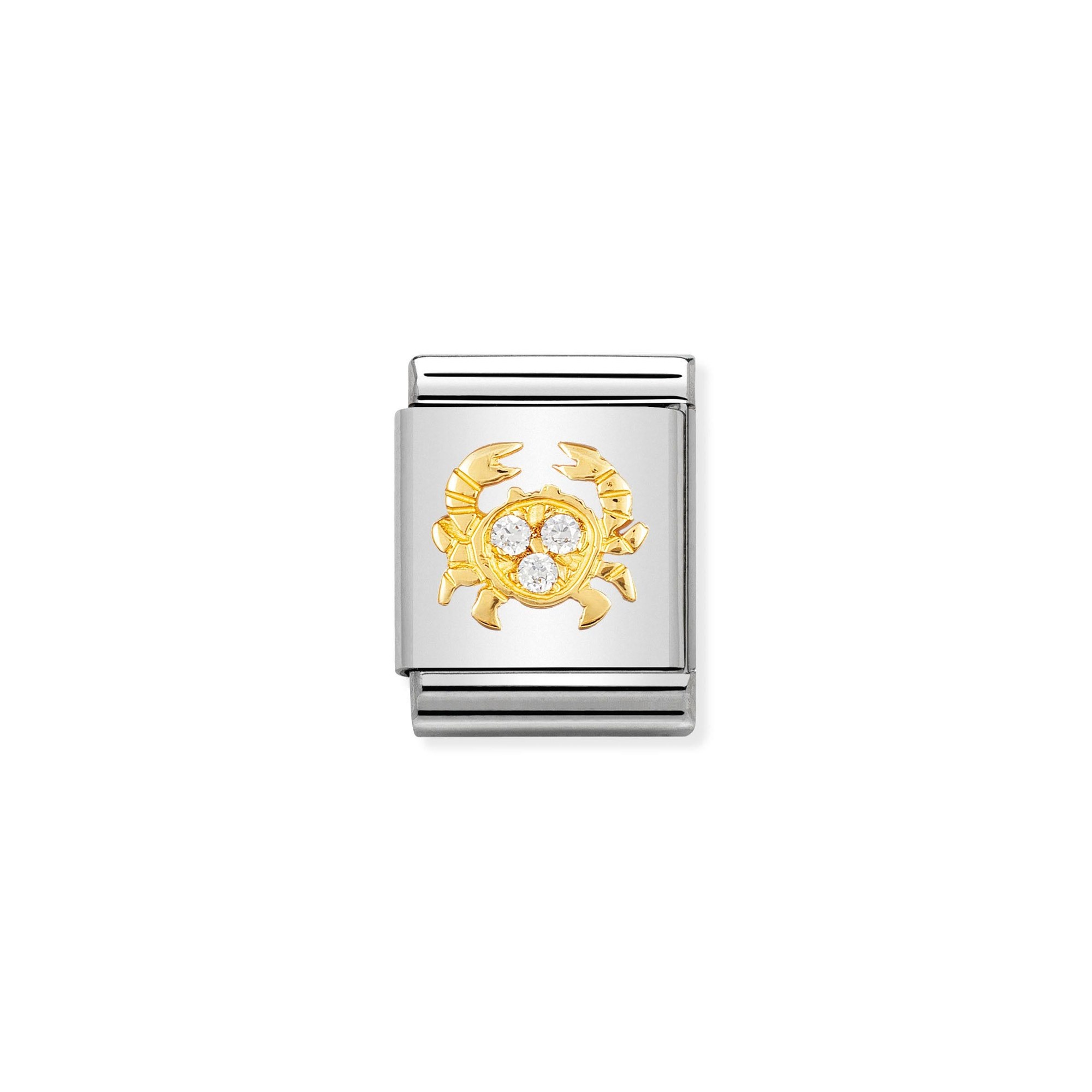 Nomination Composable Big Charm Sternzeichen Krebs - Edelstahl, Gold 750 Gelbgold, Zirkonia