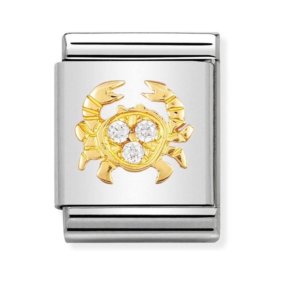 Nomination Composable Big Charm Sternzeichen Krebs - Edelstahl, Gold 750 Gelbgold, Zirkonia