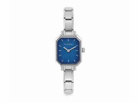 Nomination 076030 24 - Blau - TIME PARIS COLLECTION Armbanduhr mit Composable-Armband und glitzerndem Ziffernblatt, modernes Design in Silber und Blau.