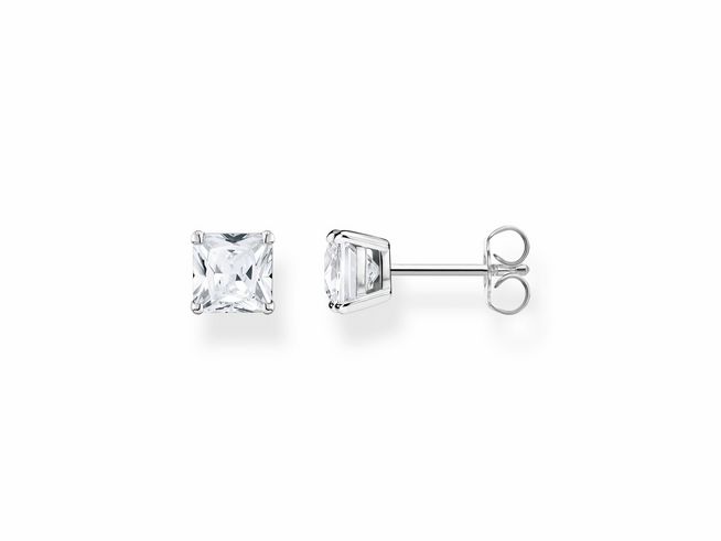 Ohrstecker aus Sterling Silber mit quadratischem Zirkonia in Weiß, Größe 6 x 6 mm, elegant und zeitlos, ideal für jeden Anlass. Hersteller Thomas Sabo, Modell H2174-051-14.