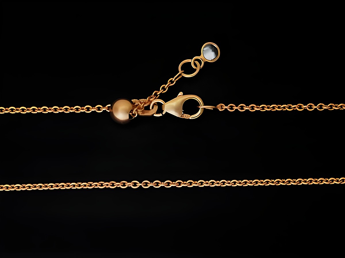 Silber Kette - Rundanker - 925 Sterling Silber Roségold vergoldet - Länge verstellbar bis 45 cm, Hersteller: Juwelier Harnisch, Roségold auf Silber, Detailaufnahme der Kette mit Verschluss.