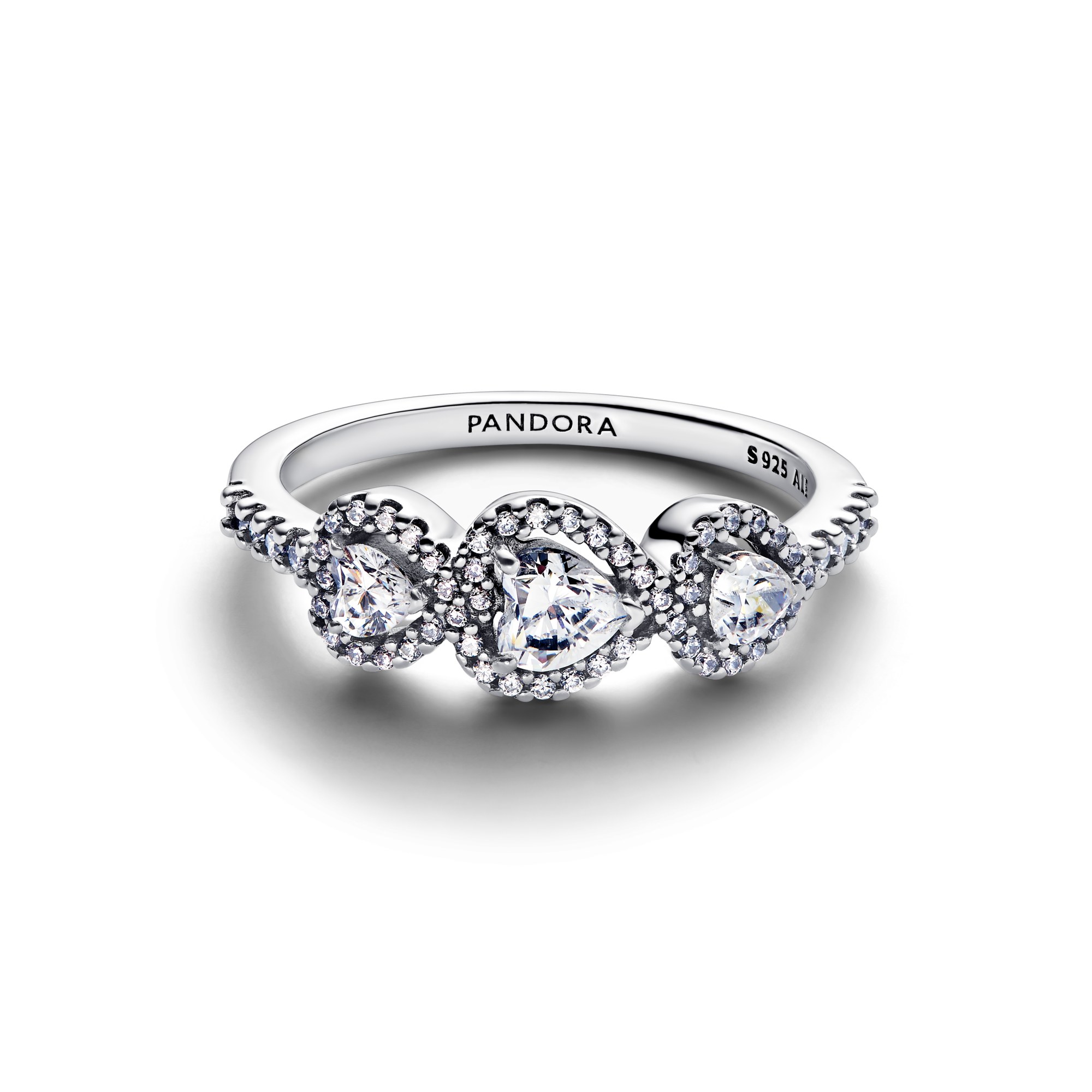 Pandora Strahlenkranz Herz Trilogie Ring - Silber - Zirkonia – Ansicht 2