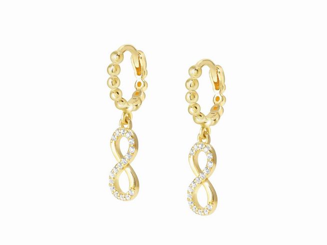 Ohrhänger von Nomination LoveCloud aus Sterling Silber mit Goldauflage, designt in Infinity-Form und verziert mit glitzernden Steinchen für einen eleganten Look.