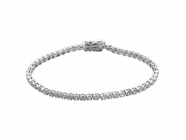 Xenox Sterling Silber Armband XS2044/M mit einer Länge von 16,5 cm in Krappen Silber, verziert mit glitzernden Steinen, elegantes Design für stilvolle Akzente.