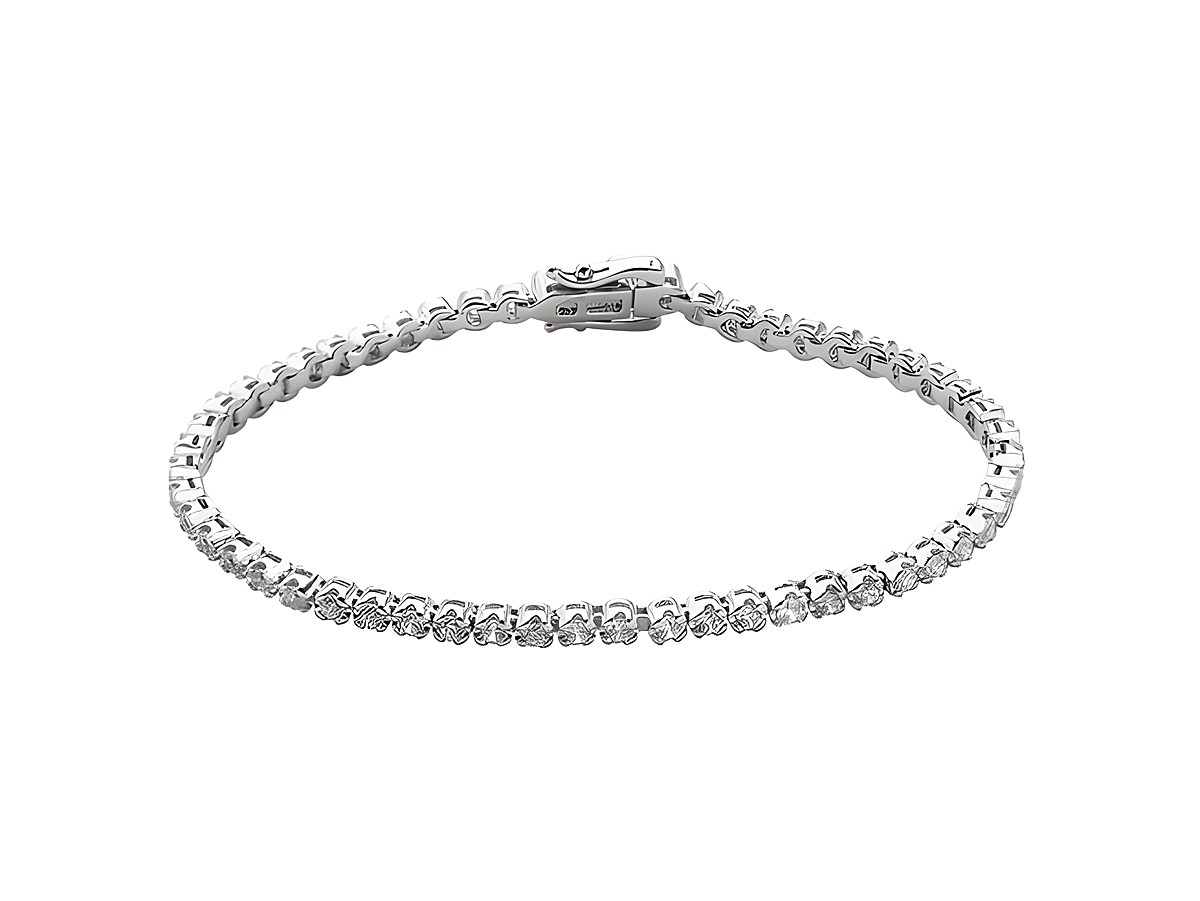 XENOX Sterling Silber Armband XS2044/M mit einer Länge von 16,5 cm in Krappen Silber, verziert mit glitzernden Steinen, elegantes Design für stilvolle Akzente.