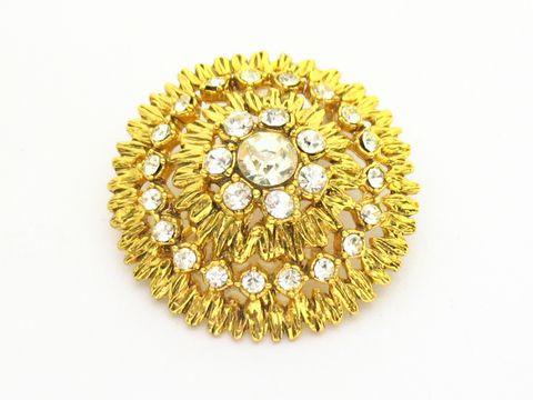 Brosche im Sexy City Look in Weiß mit Strass, rund des Herstellers Juwelier Harnisch, elegant und funkelnd, ideal für besondere Anlässe oder als modisches Accessoire.