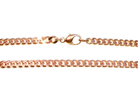 Flachpanzerkette in Rotgold und Roségold 585, 50 cm lang, durchmesser 4,7 x 1,8 mm, mit Karabinerverschluss, hergestellt von Juwelier Harnisch.