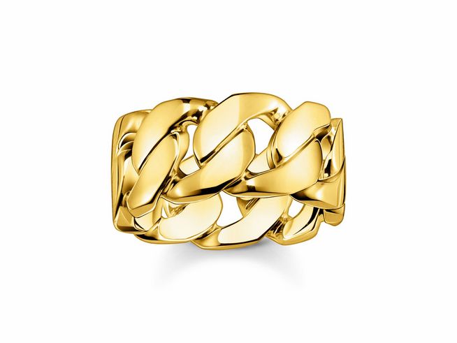 Ring von Thomas Sabo aus sterling Silber vergoldet in Gelbgold, Größe 56, mit modernem, geschwungenem Design und polierter Oberfläche, ideal für stilvolle Akzente.