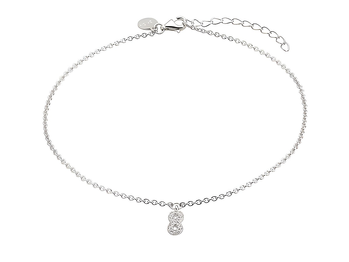 Xenox Sterling Silber Fußkette XS3532 in 26 cm mit Ankerkette und Infinity-Anhänger, verziert mit kleinen funkelnden Steinen, elegant und zeitlos für jeden Anlass.