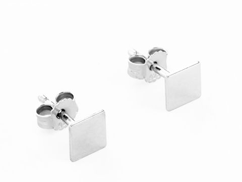Vierkant Ohrstecker modern aus Silber rhodiniert ohne Stein, Hersteller Juwelier Harnisch, schlichtes Design für zeitgemäßen Schmuck. Ideal für jeden Anlass.