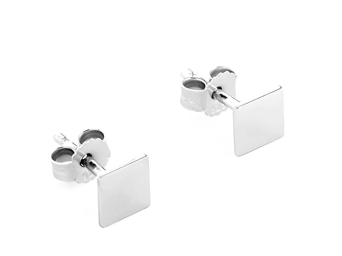 Vierkant Ohrstecker modern aus Silber rhodiniert ohne Stein, Hersteller Juwelier Harnisch, schlichtes Design für zeitgemäßen Schmuck. Ideal für jeden Anlass.