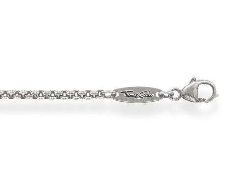 Thomas Sabo Kette in Silber, ca. 90 cm lang, Modell KE1108-001-12-L90, elegantes Design ohne Anhänger, mit charakteristischem Verschluss und Herstellergravur.