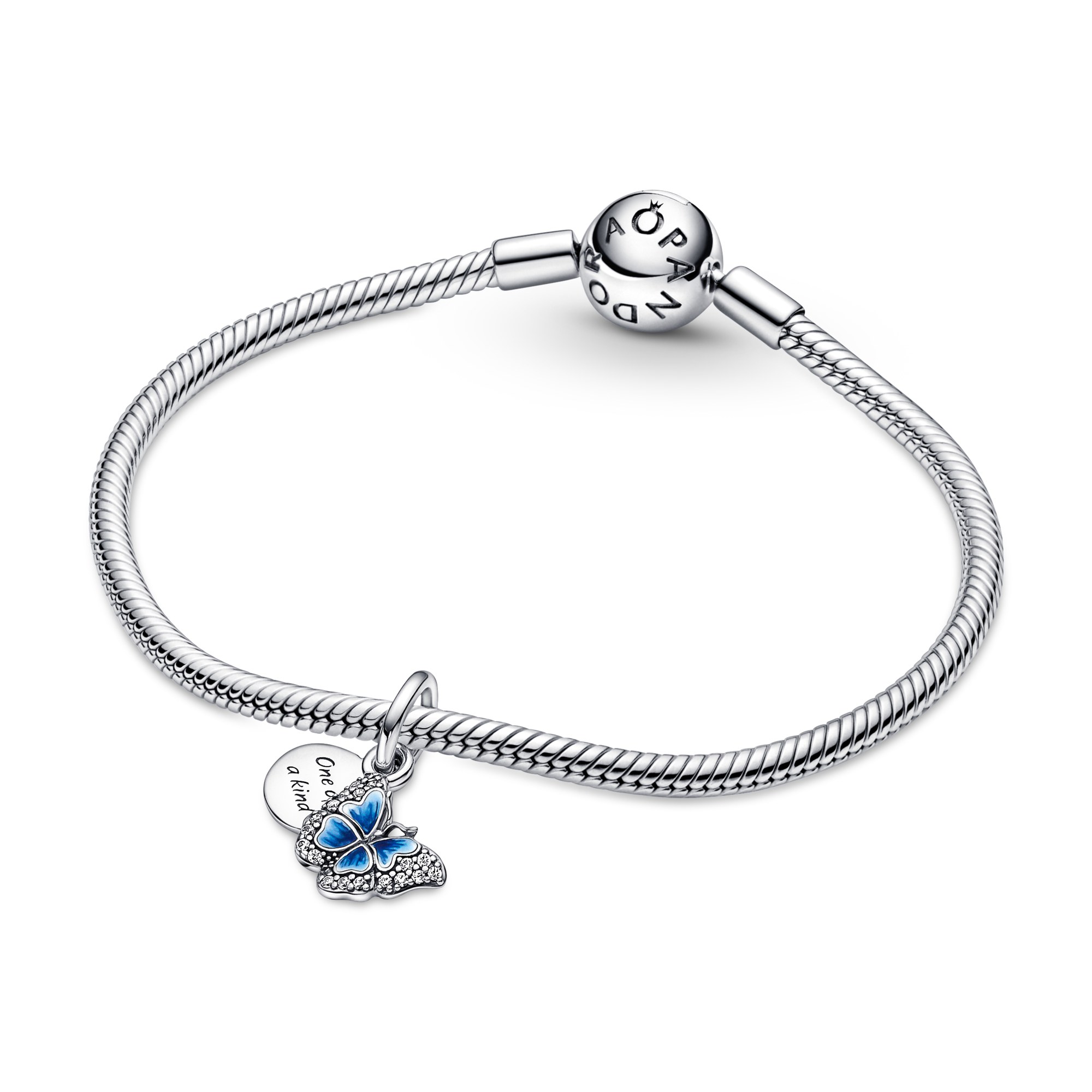 Pandora Blauer Schmetterling & Zitat charm - Silber - Emaille Zirkonia - Blau – Ansicht 2