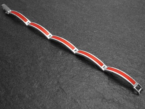 33695-0 Silberarmband edel 18 cm Design mit Karneol-Lack, Hersteller Juwelier Harnisch, mit Stein in Rot, ideal für eleganten Schmuck.