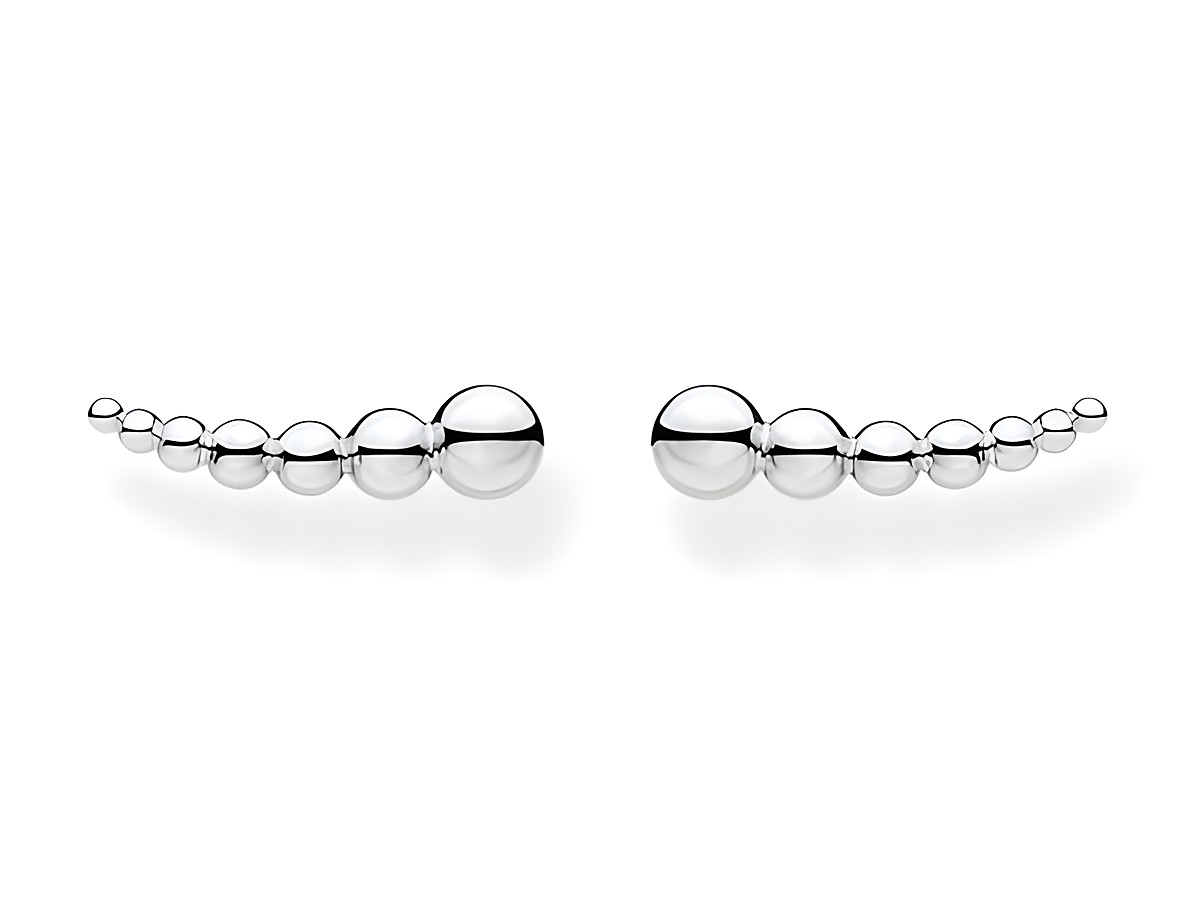 Ohrkletterer aus Silber der Thomas Sabo Charming Collection H2156-001-21 mit einer eleganten, geschwungenen Form und mehreren unterschiedlich großen Kugeln für einen modernen Look.