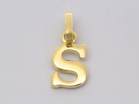 49043-0 Gold Buchstaben Anhänger Buchstabe S von Juwelier Harnisch, elegant und glänzend, ideal als persönliches Accessoire oder Geschenk. Perfekt für jeden Anlass und Stil.