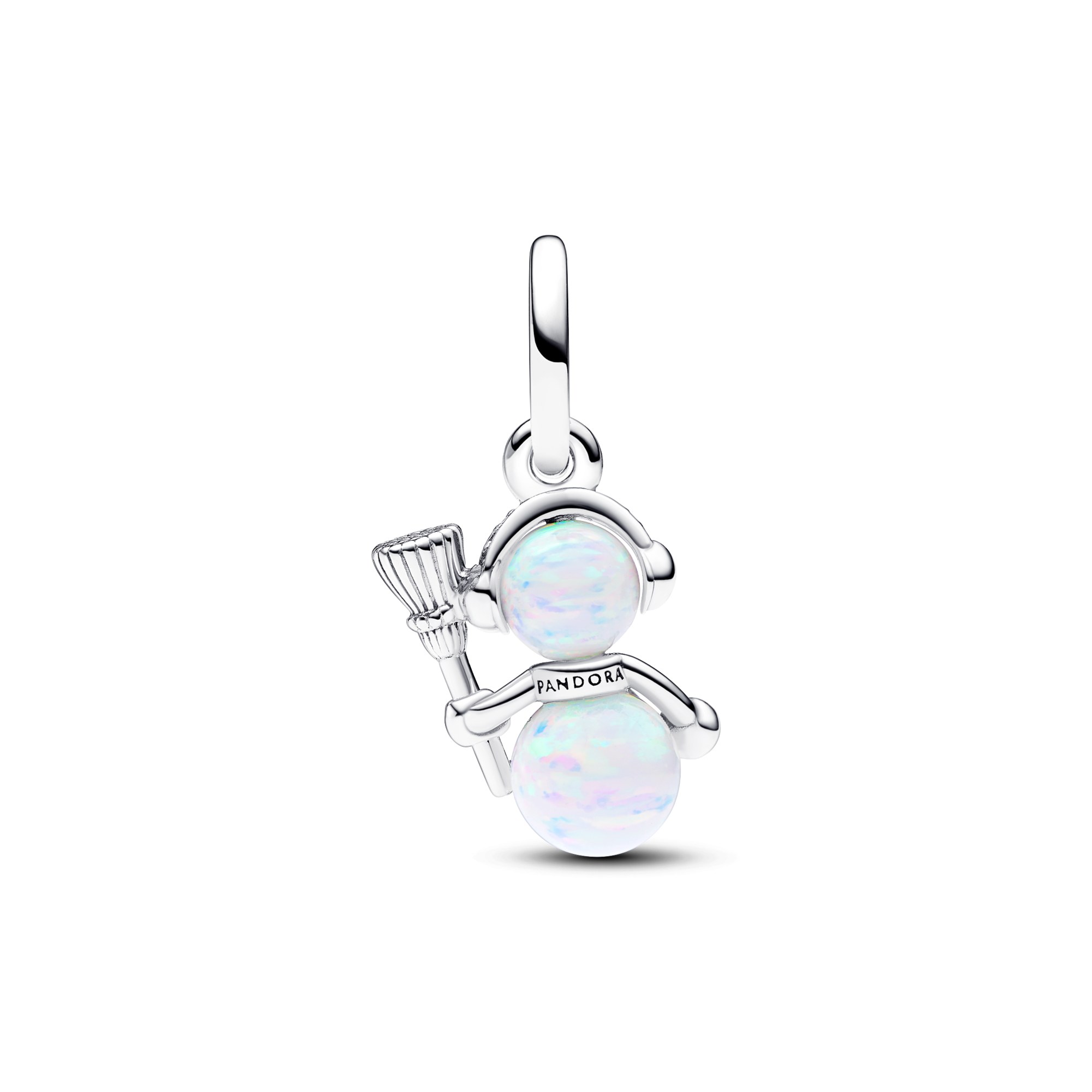 Pandora Schillernder Schneemann Charm-Anhänger - Sterling Silber - Steinmix Weiß – Ansicht 2