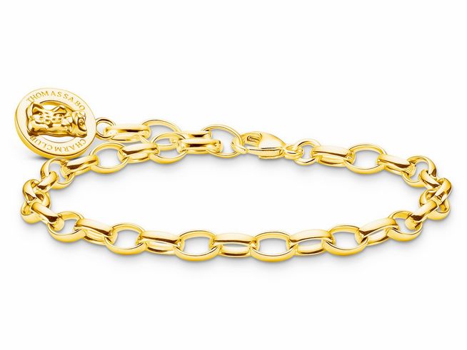 Silbernes Armband von Thomas Sabo mit vergoldeten Elements und einem HARIBO Anhänger, ideal für Charm Silber Armbänder, Länge 17 cm.