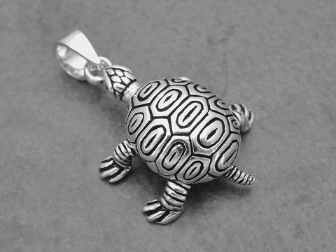 Silber Anhänger Schildkröte beweglich tierisch, Hersteller Juwelier Harnisch, detailreiche Darstellung einer Schildkröte aus Silber, ideal für Tierliebhaber.
