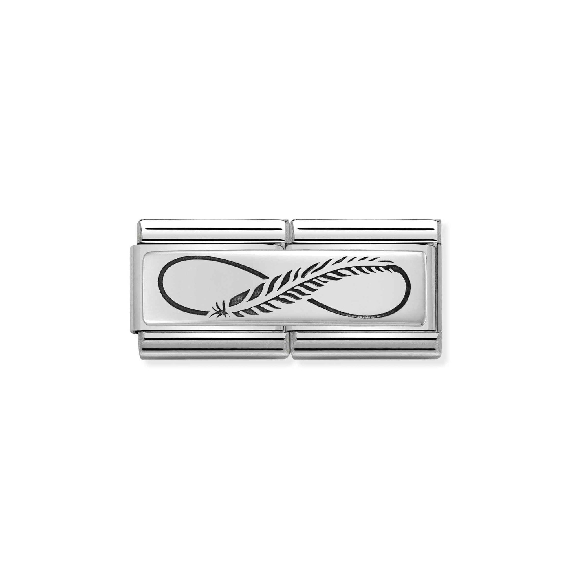 Nomination Composable Classic Double Charm Unendlichkeit Feder - Edelstahl, Sterling Silber, Emaille