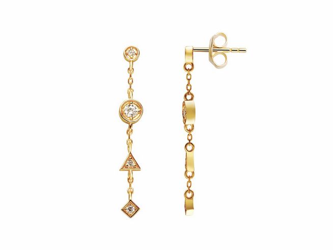 Xenox Sterling Silber Ohrringe XS2221G UNIVERSE in Gelbgold Vergoldung mit funkelnden Kristallen in verschiedenen Formen und ansprechendem Design für eleganten Ohrschmuck.