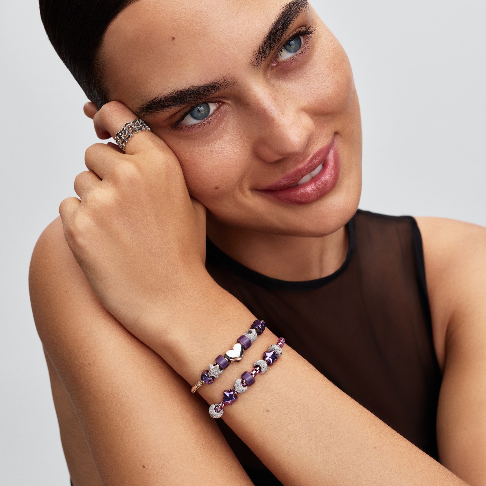 Pandora Violettes Murano-Glas Mini-Charm - Sterling Silber - Murano Glas Lila – Ansicht 5
