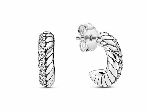 Pandora Icons - Creolen - Pavé Schlangen-Kettenmuster - Silber - 299091C01