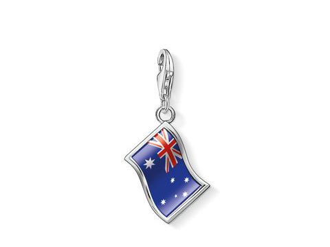 Flagge Australiens als Charm von Thomas Sabo aus Edelstahl mit transparentem blauen Emaille-Inlay, detailreich und lebendig gestaltet, ideal für Ländercharms.